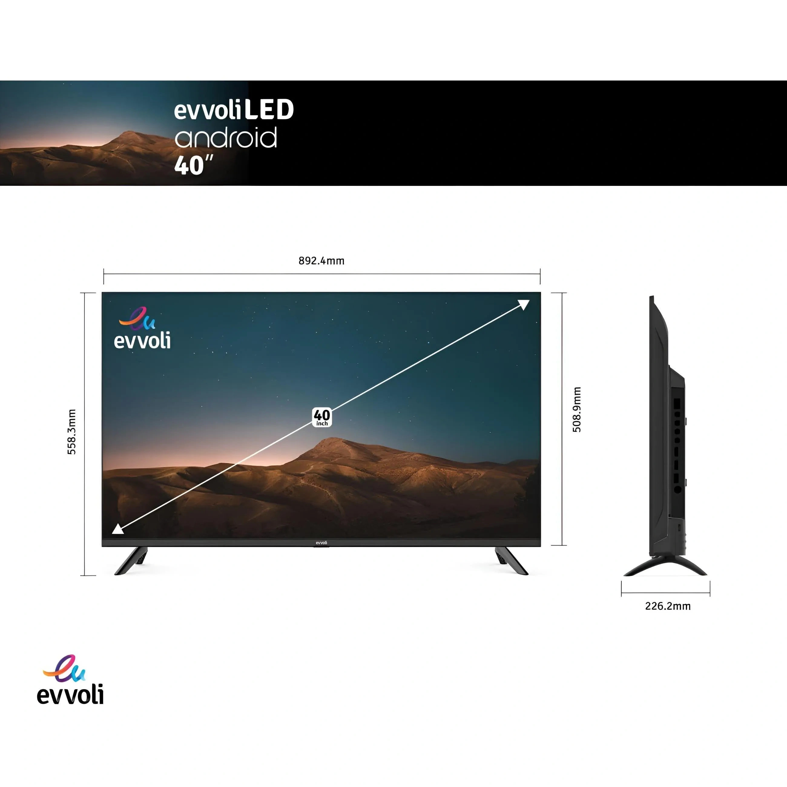 Evvoli 40 Inch Led Full Hd Android Smart Tv 40Ev200Da Black