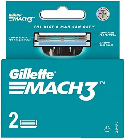 Gillette Mach3 Manual Shaving Razor Blades 2 Count