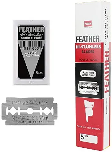 Feather Hi-Stainless Platinum Double Edge Safety Razor Blades 100 Count