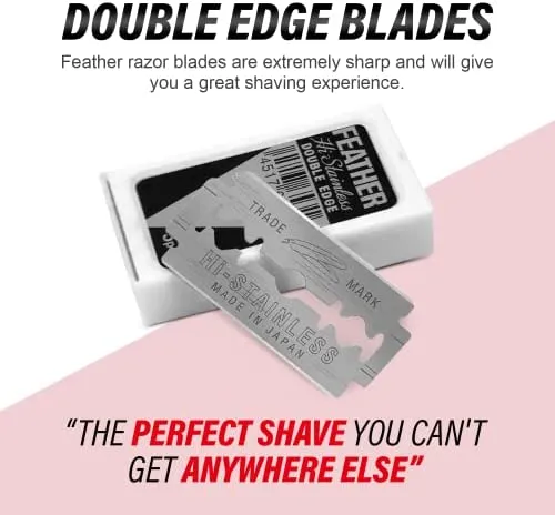 Feather Hi-Stainless Platinum Double Edge Safety Razor Blades 100 Count