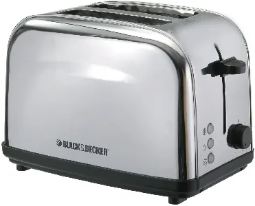 Black+Decker Bread Toaster Stainless Steel 2 Slice With Crumb Tray ET222-B5 Silver/Black