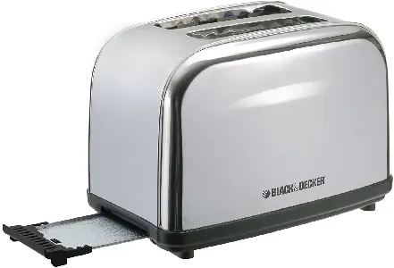 Black+Decker Bread Toaster Stainless Steel 2 Slice With Crumb Tray ET222-B5 Silver/Black