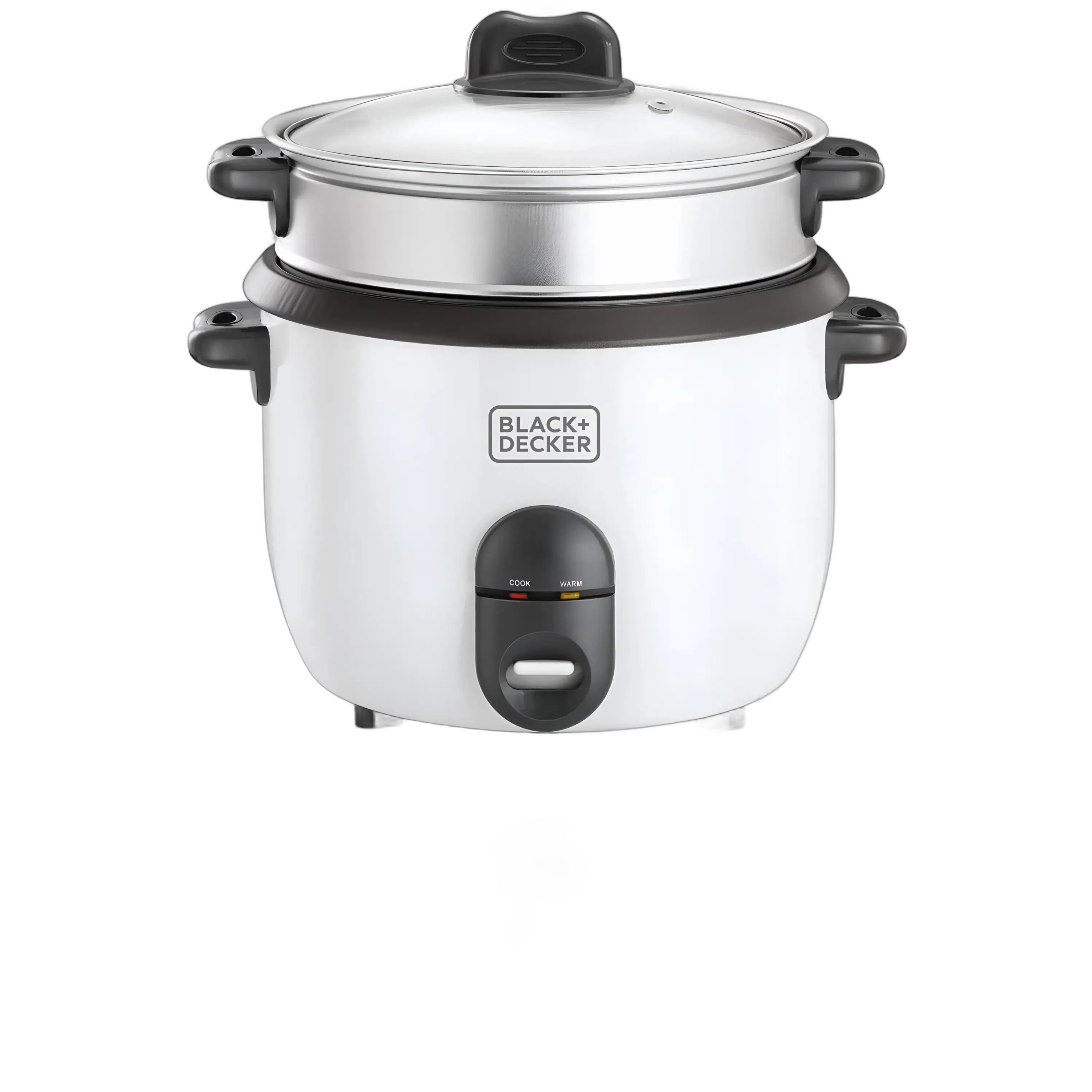 Black+Decker Rice Cooker 1.8 Liters 2-in-1 Non Stick With Steamer RC1860-B5 White