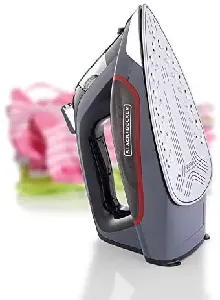 Black+Decker Steam Iron With Ceramic Soleplate,Anti-Drip,Anti-Calc,Auto Shut-Off,Self Clean 2200W X2050-B5 Grey And Black
