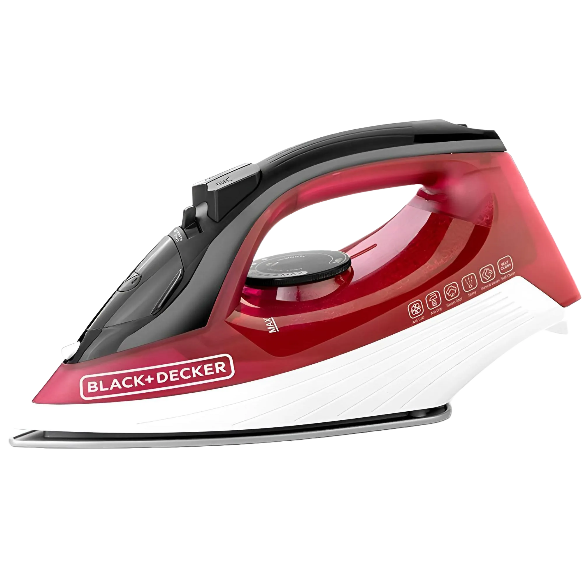Black+Decker Steam Iron With Anti Drip Function 1600W X1550-B5 Red/Black/White