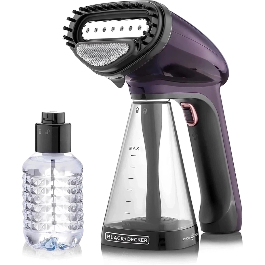 Black+Decker Handheld Portable Garment Steamer 1500W HST1500 Black/Clear