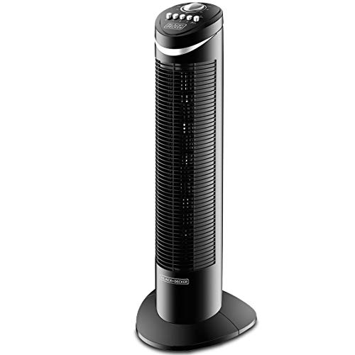 Black+Decker 50W Tower Fan 3 Speeds Low/Medium/High 65°, Wide Oscillation Adjustable Portable/Travel Friendly Design With 120 Min Timer, For The Perfect Temperature TF50-B5