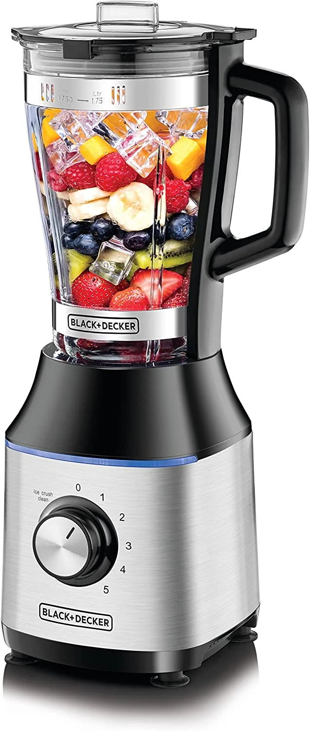 Black+Decker Blender And Smoothie Maker With Glass Jar 700W BX650G-B5 Black/Silver