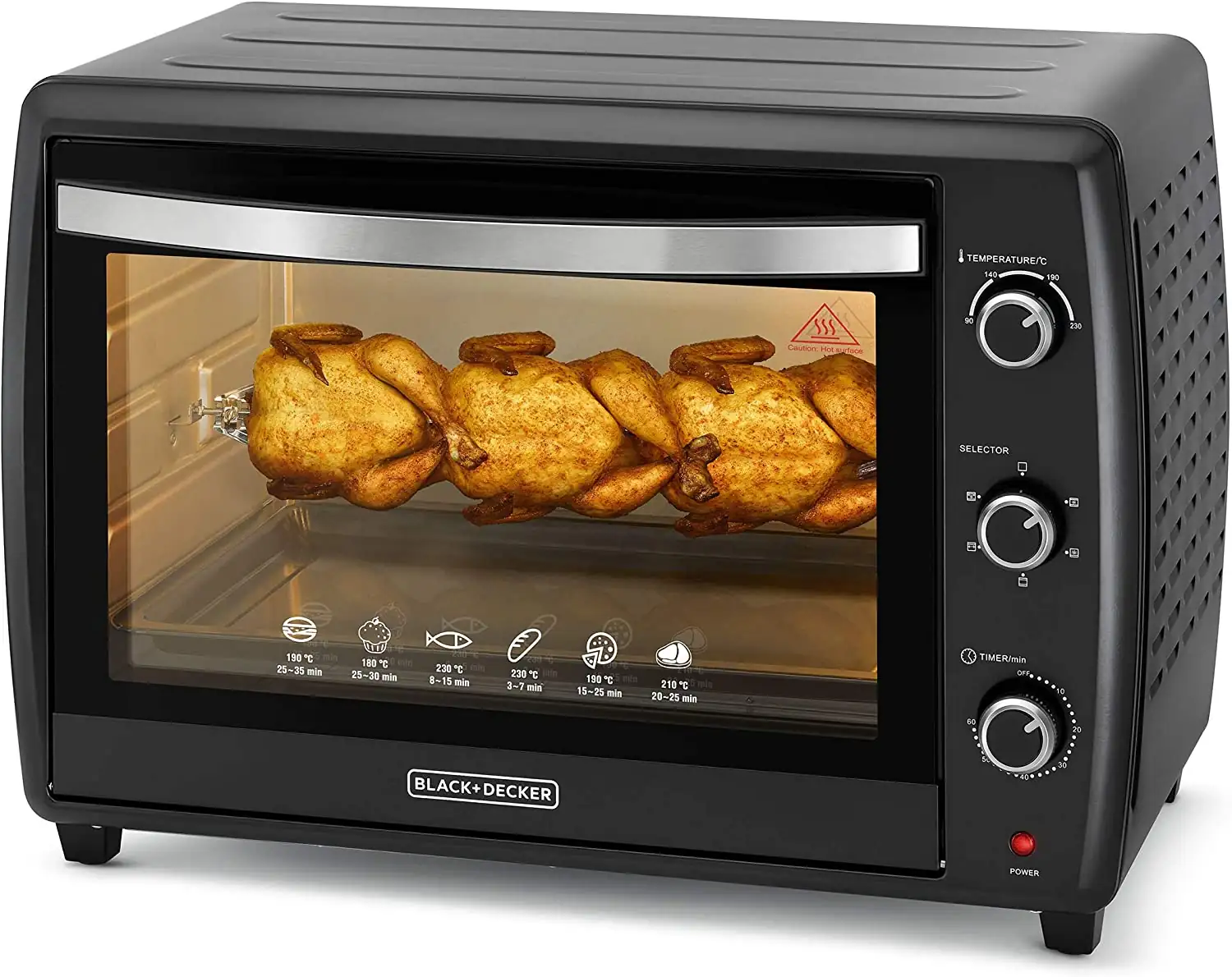 Black+Decker 70L Toaster Oven With Double Glass And Rotisserie TRO70RDG-B5 Black