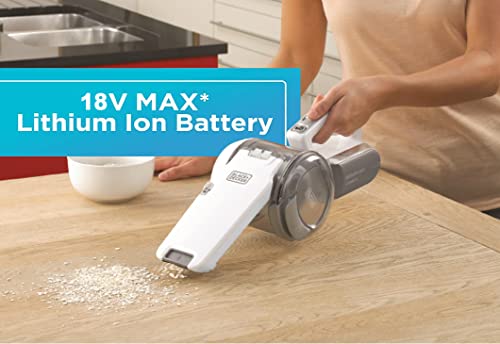 BLACK+DECKER 18V Cordless Handheld Pivot Vacuum Cleaner With 1.5Ah Li-Ion Battery, 27.5 AW Suction Power, 440ml Bowl Capacity And Triple Filteration With 200° Rotation PV1820LRGP-GB