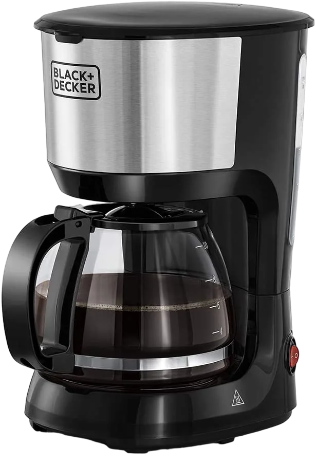 Black+Decker Coffee Maker Machine With 1.25L Glass Carafe 10 Cups 750W DCM750S-B5 Black/Silver