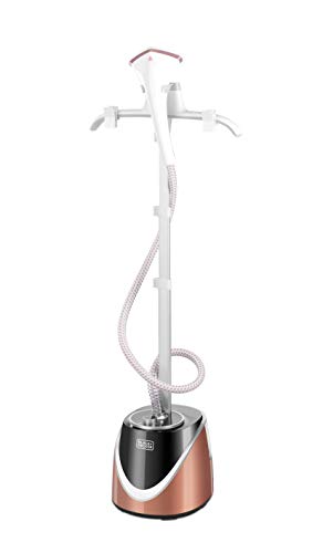 Black+Decker Garment Steamer With Single Adjustable Pole & Hanger, 1600 W, 5 Stage, 1.7 L, Auto Shut-Off, Rose Gold/Black - GST1600-B5