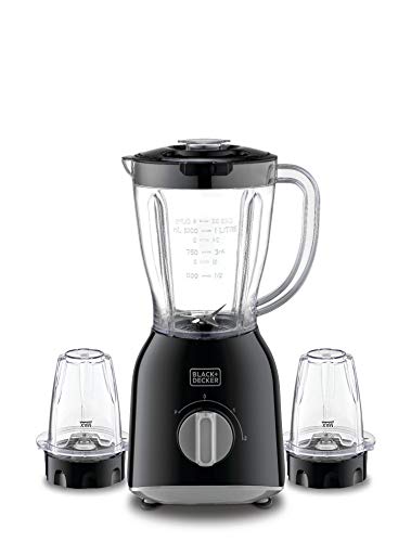 Black+Decker 400W 1.0L Blender With 2 X Grinder Mills, Black BX365E-B5