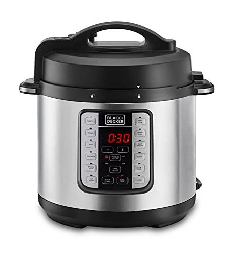 Black+Decker 1000W 6L Electric Pressure Cooker 7in1, With 12 Smart Programs 9 Safety Features Dishwasher Safe With Accessories, For Quick And Easy Meals PCP1000-B5