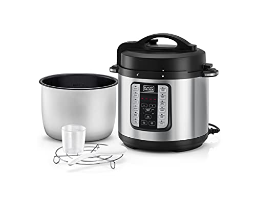 Black+Decker 1000W 6L Electric Pressure Cooker 7in1, With 12 Smart Programs 9 Safety Features Dishwasher Safe With Accessories, For Quick And Easy Meals PCP1000-B5