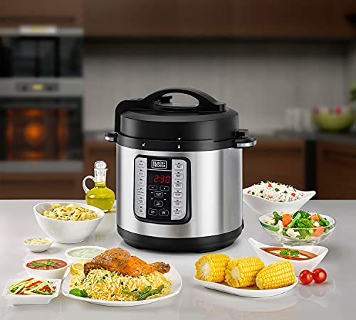 Black+Decker 1000W 6L Electric Pressure Cooker 7in1, With 12 Smart Programs 9 Safety Features Dishwasher Safe With Accessories, For Quick And Easy Meals PCP1000-B5