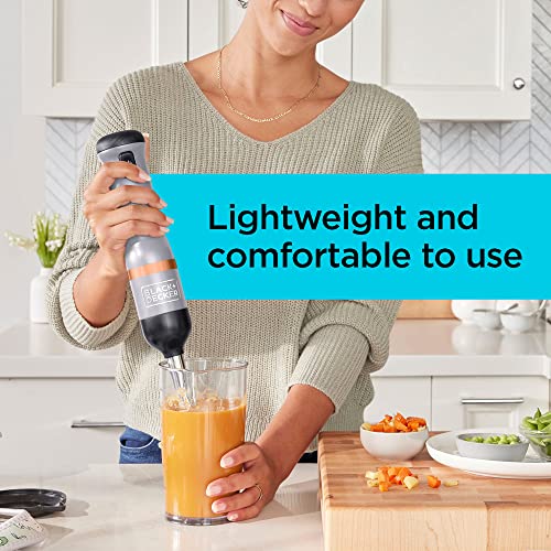 Black+Decker Kitchen Wand 7.2V Cordless Electric Immersion Blender With 5 Speed Setting 700 Ml Measuring Cup Charging Base With Battery Indicator BPA Free Plastic BCKM1011KBF-GB