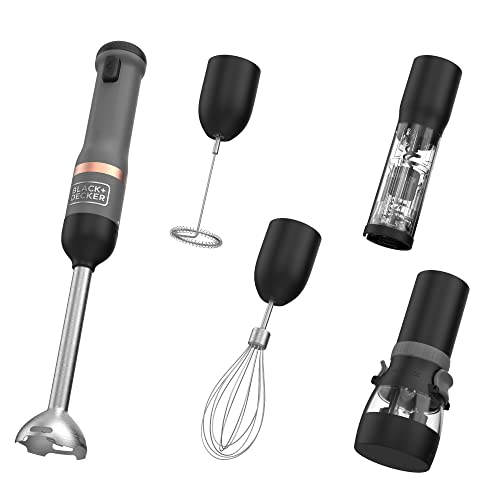 Black+Decker Kitchen Wand Includes 7.2V Power Unit Blender 700ml Measuring Cup Charging Base With Magnetic Cable Whisk Milk Frother Spice Grinder Wine Opener And Can Opener