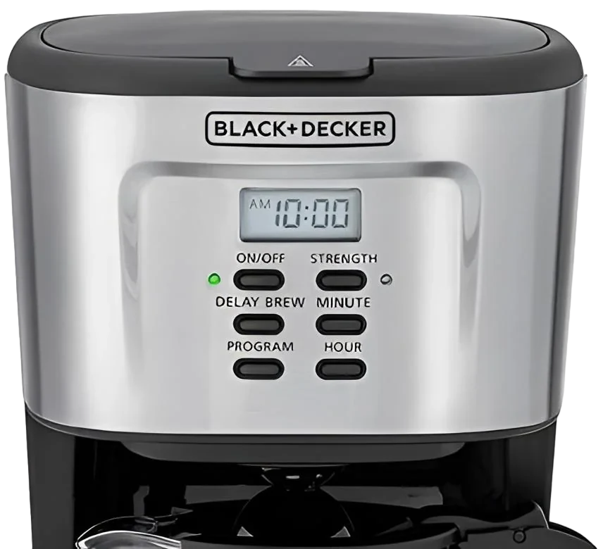 Black+Decker Programmable Coffee Maker Machine With 1.5L Glass Carafe 12 Cups 900W DCM85-B5 Black/Silver