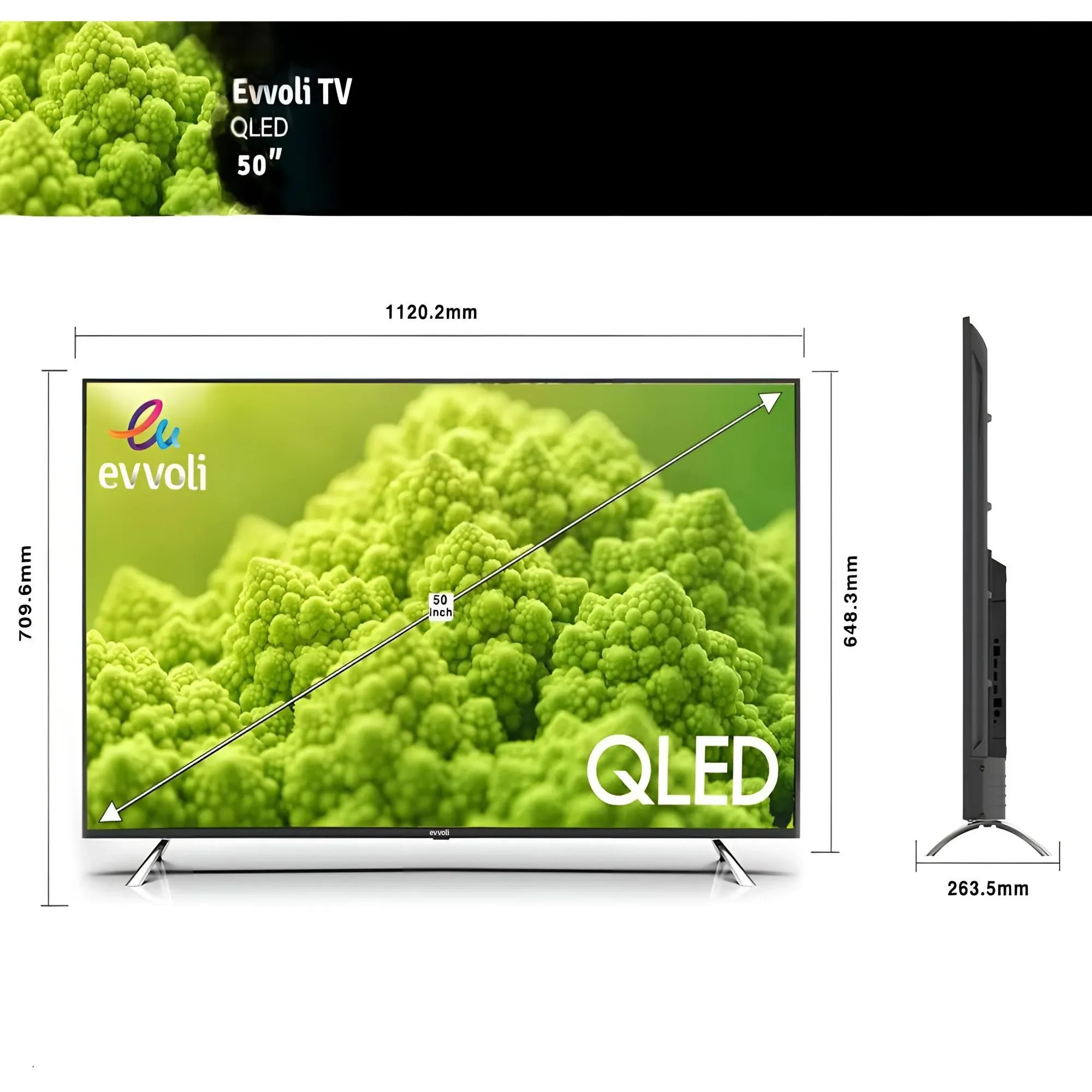 Evvoli 50-Inch 4K Qled Android Smart Tv Framless 50Ev250Qa