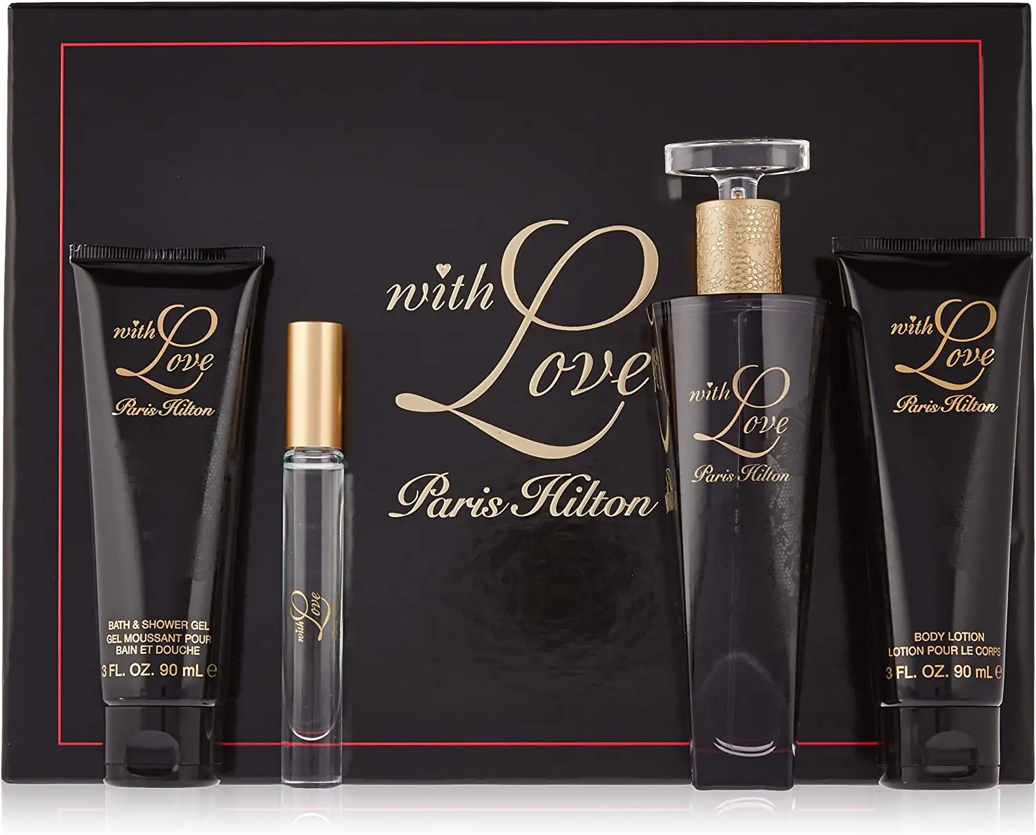 PARIS HILTON WITH LOVE (W) EDP 100ML+ 6ML ROLL-ON+90ML BL+90ML SG SET