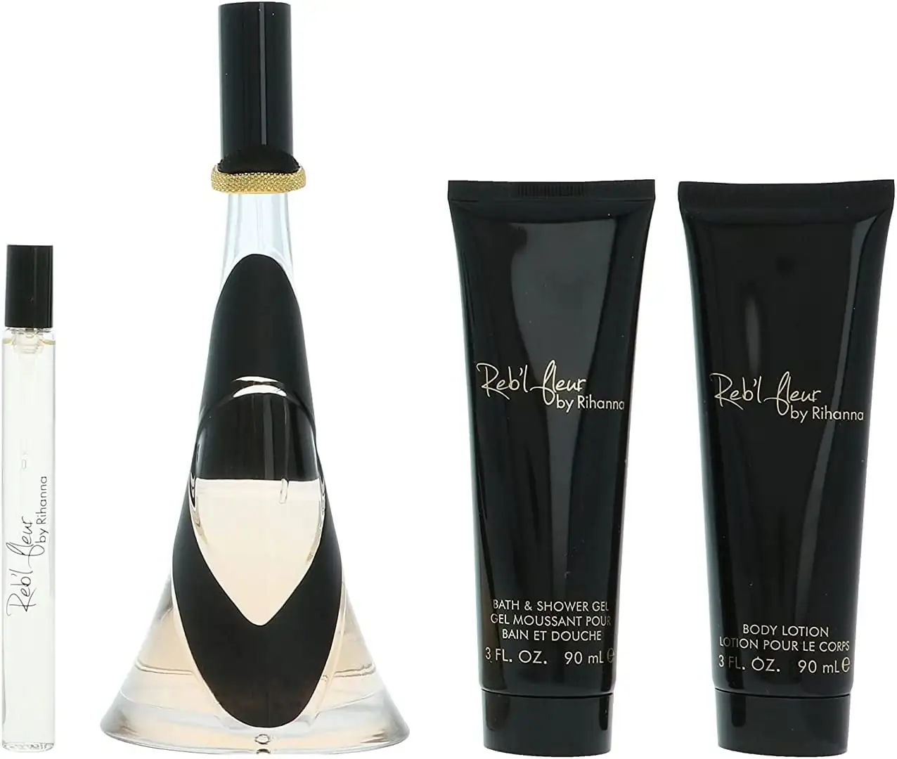 RIHANNA REBEL FLEUR (W) SET EDP 100ML+10ML SPRAY+90ML BL+90ML SG