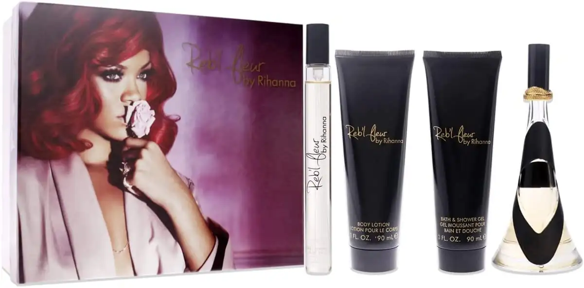 RIHANNA REBEL FLEUR (W) SET EDP 100ML+10ML SPRAY+90ML BL+90ML SG