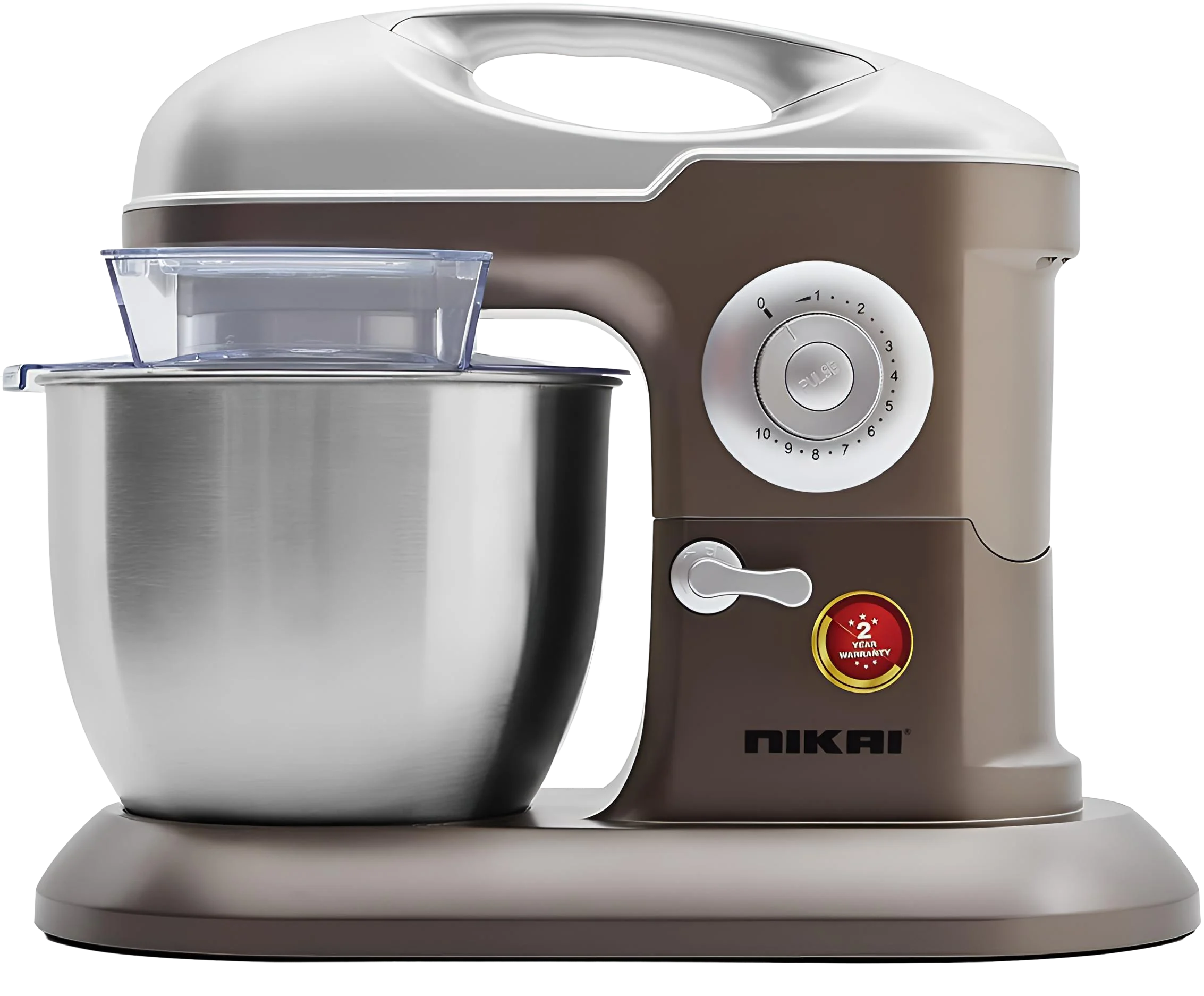 Nikai 1000W Stand Mixer, 6.5 Ltr Stainless Steel Bowl, Mixing Attachments – Dough Hook, Beater, Whisk, Nsm650A Silver