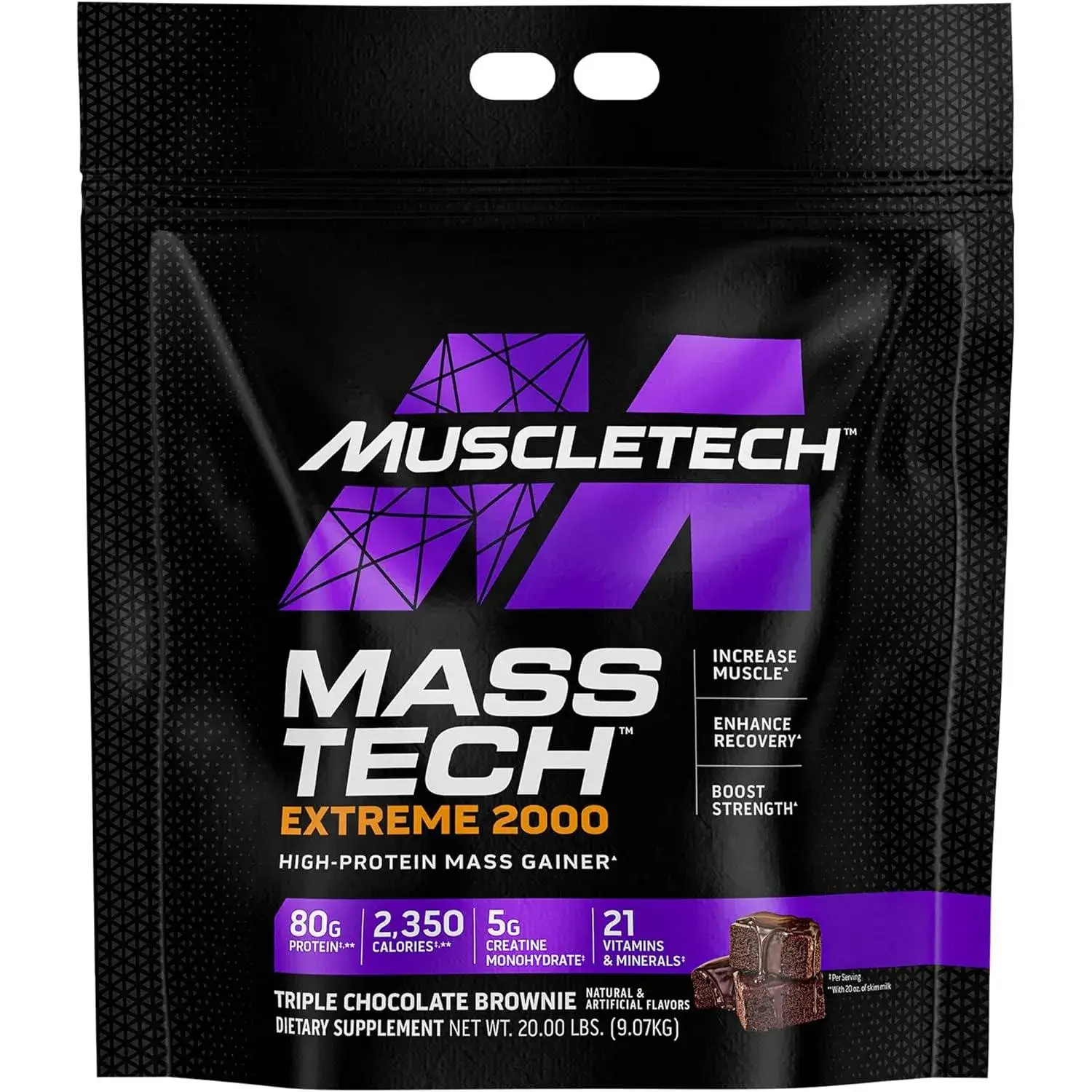 Muscletech Mass Tech Extreme 2000 Triple Chocolate Brownie 20 Lbs