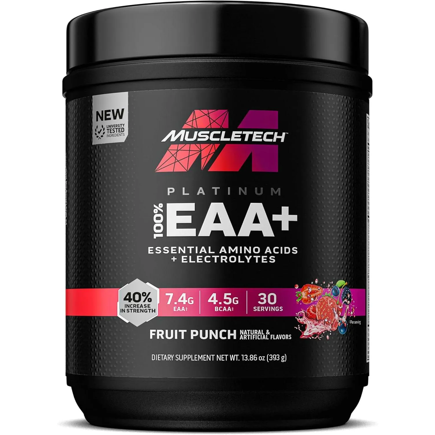 Muscletech Platinum 100% Eaa+ Essential Amino Acids & Electrolytes Pre-workout Drink Fruit Punch Flavor 30 Servings