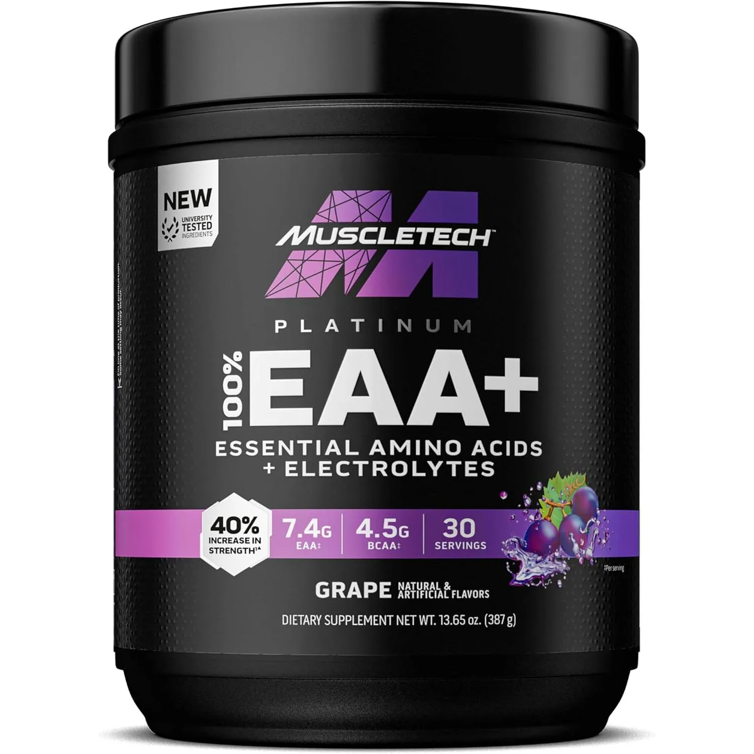 Muscletech Platinum 100% Eaa+ Essential Amino Acids Workout Supplement Grape 30 Servings