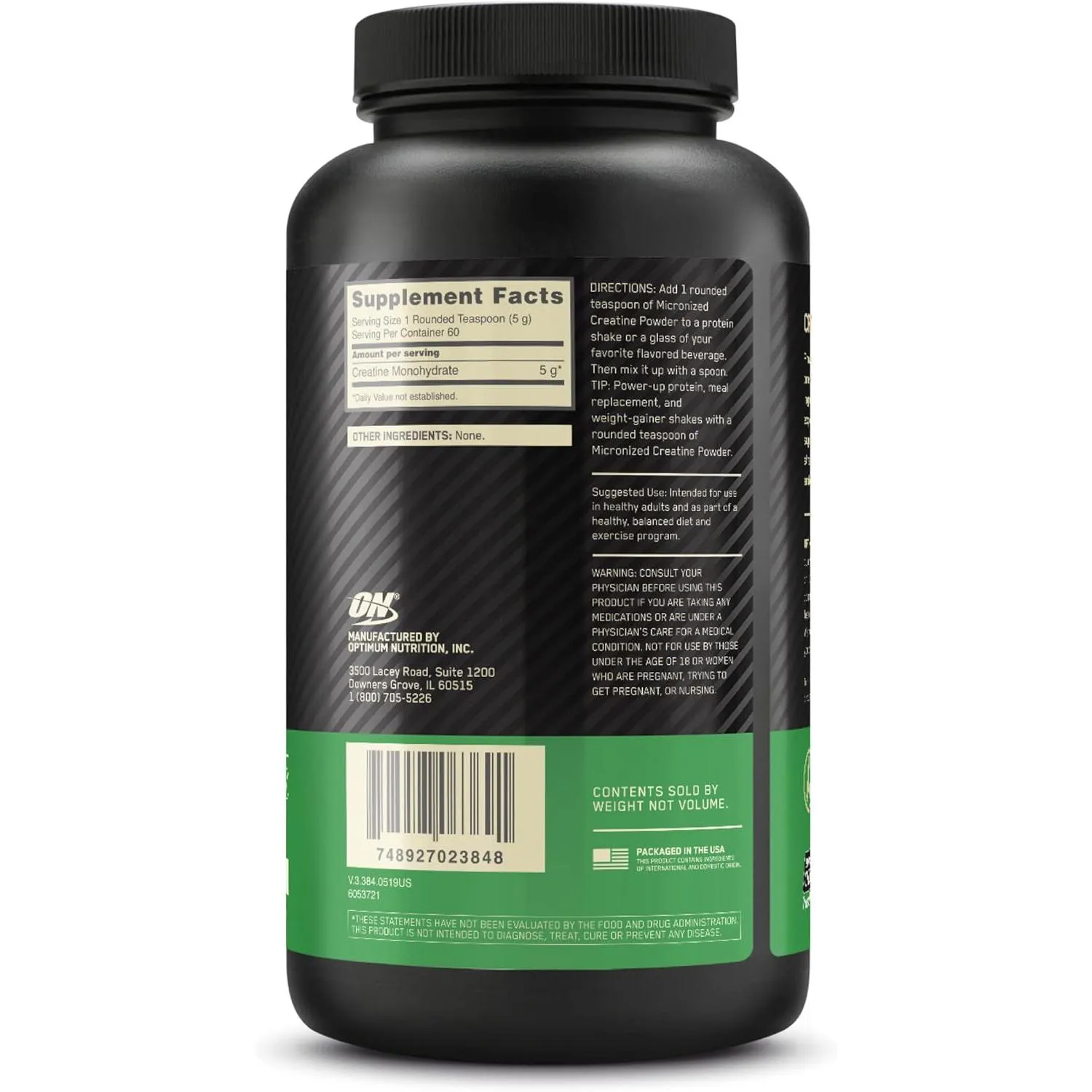 Optimum Nutrition Creatine Powder 300 Gm Unflavored 60 Servings