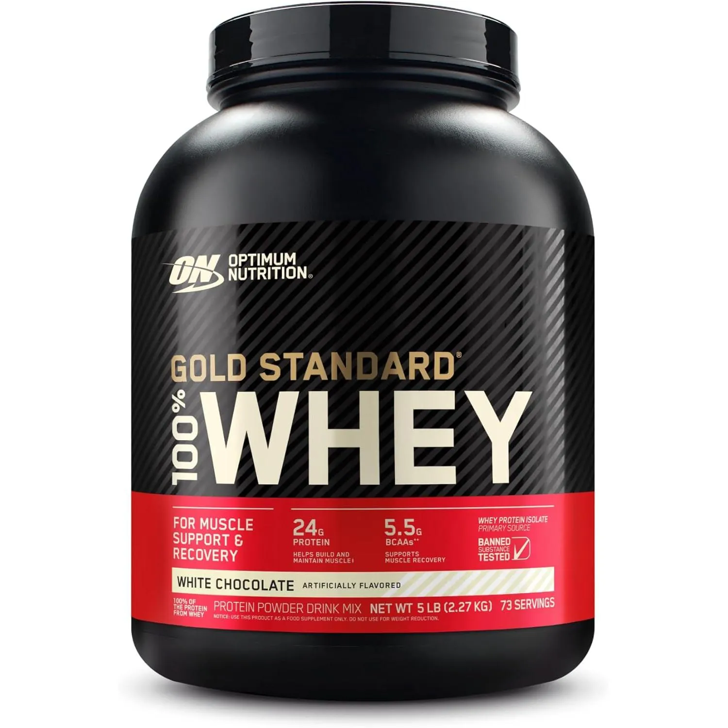 Optimum Nutrition Gold Standard 100% Whey Protein Powder White Chocolate 5 Lb 73 Servings