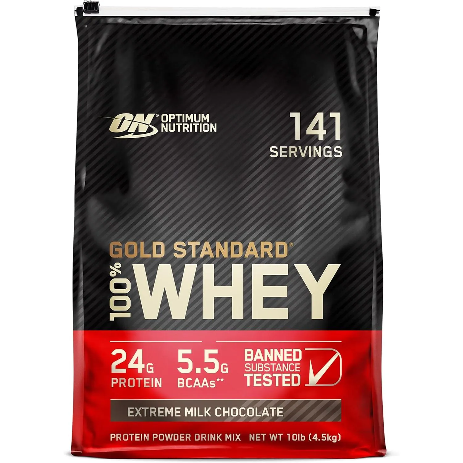 Optimum Nutrition Gold Standard 100% Whey Protein Extreme Milk Chocolate 10 Lb 141 Servings