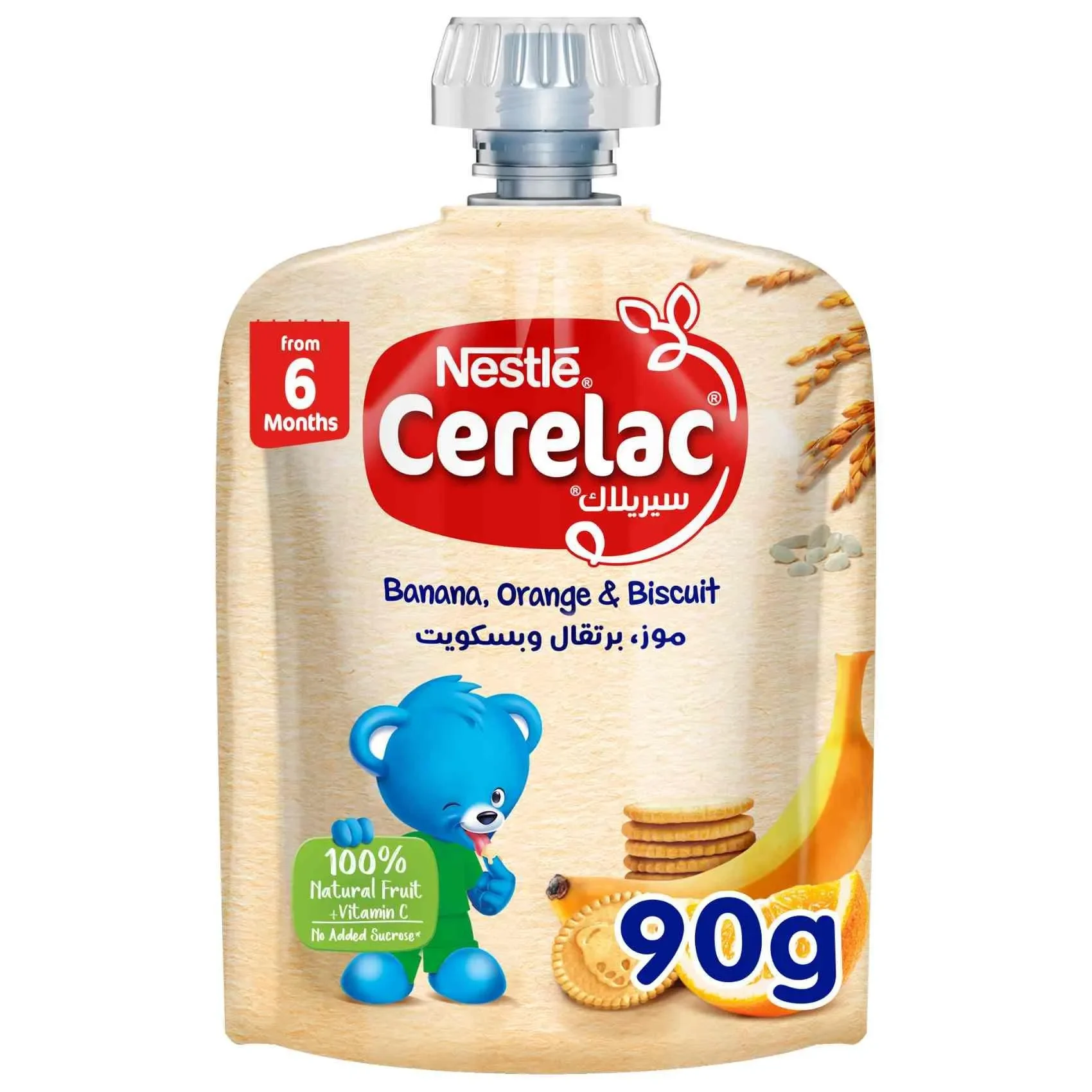 Nestlé Cerelac Fruits Puree Pouch Banana Orange Biscuit 90g