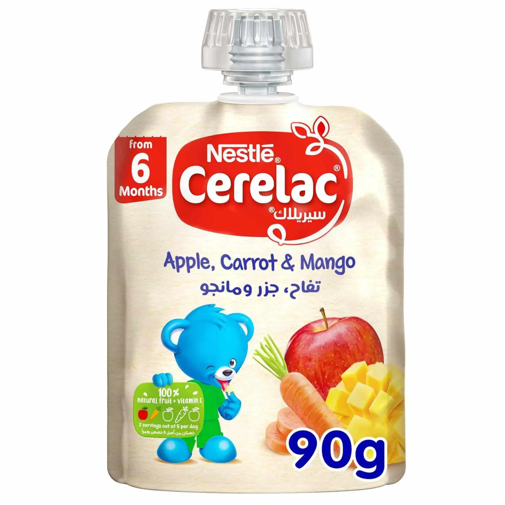 Nestlé Cerelac Fruits & Vegetables Puree Pouch Apple Carrot Mango 90g