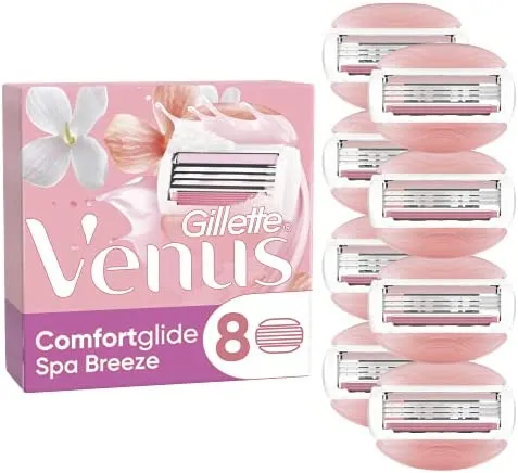 Gillette Venus Comfortglide Spa Breeze Refill Razor Blade Cartridges 8 Count