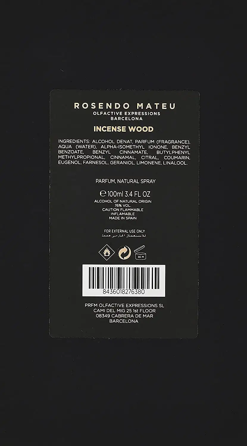 ROSENDO MATEU BLACK COLL.INCENSE WOOD EDP 100ML