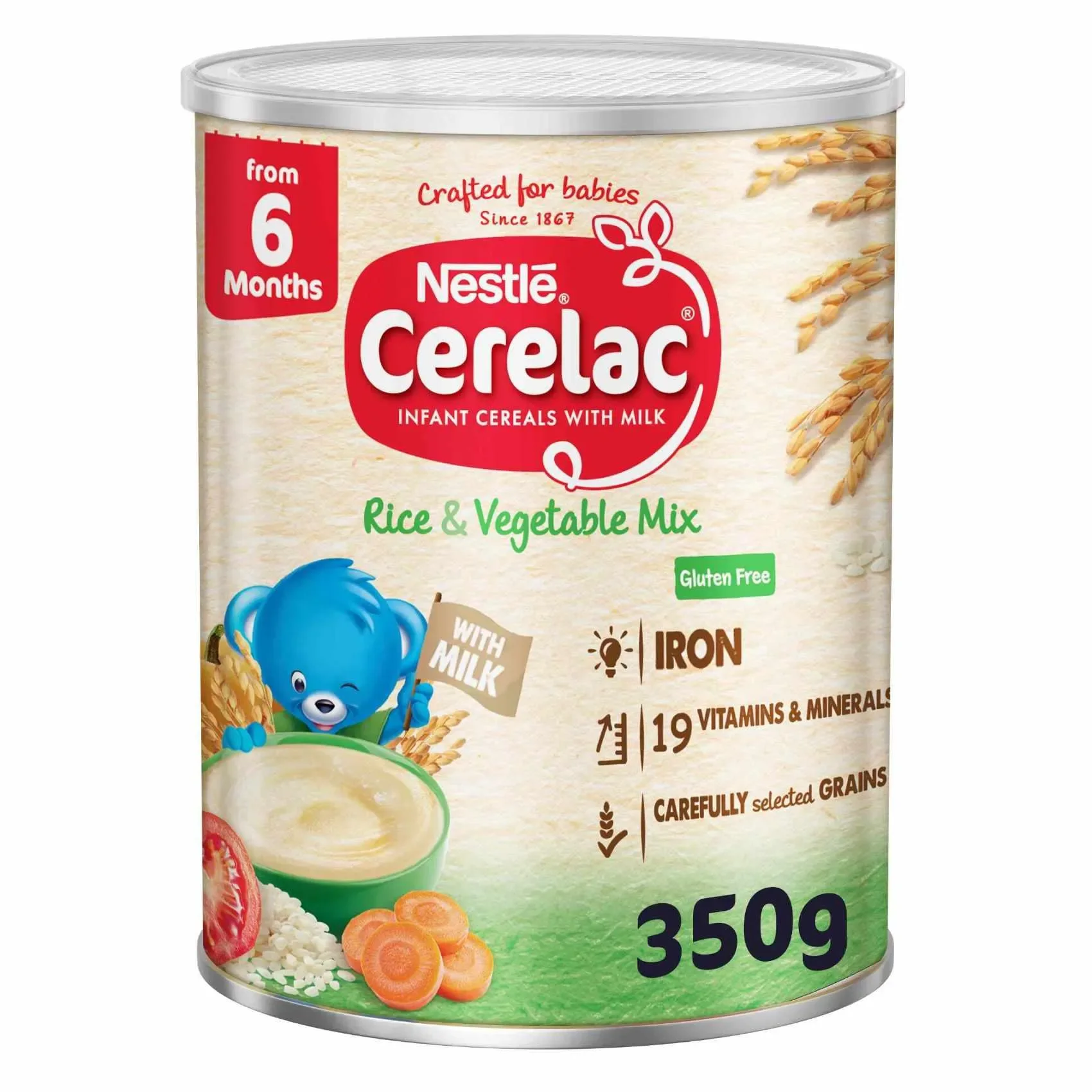 Nestlé Cerelac Infant Cereal Rice & Vegetable Mix 350g Tin