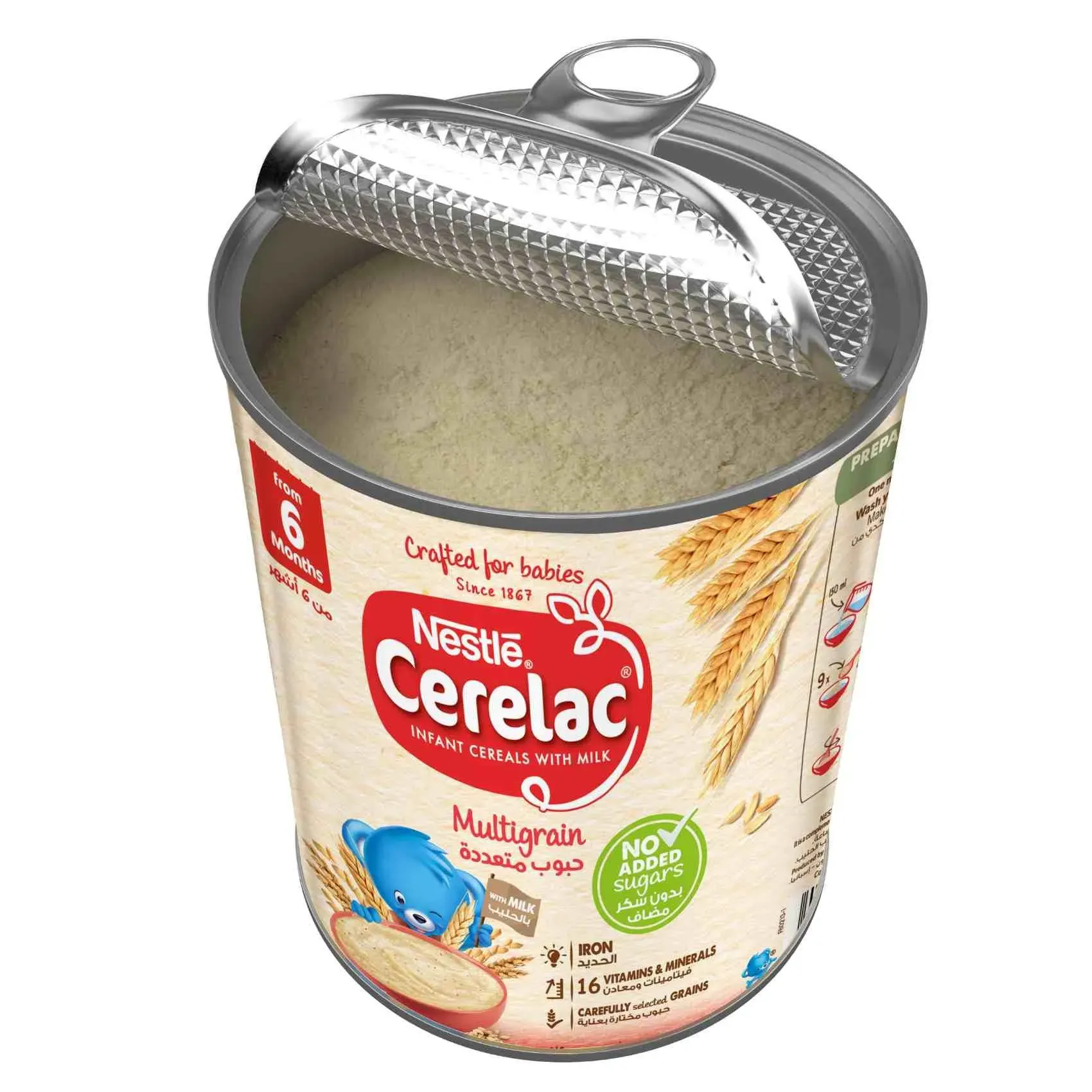 Nestlé Cerelac Wheat Multigrain Infant Cereals With Milk No Added Sugars From 6 Months Tin 400g