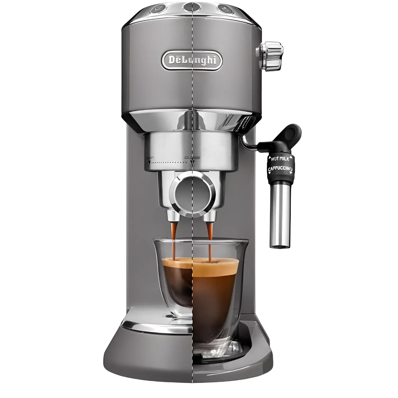 De'Longhi Dedica Metallics Coffee Machine Barista Pump Manual Espresso Maker With Milk Frother And Kit Ec785.Gy Grey