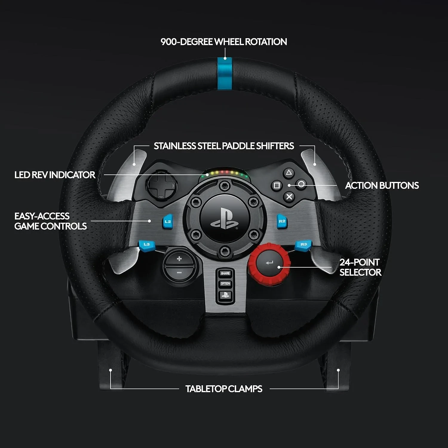 Logitech G Dual-Motor Feedback Driving Force G29 Gaming Racing Wheel With Responsive Pedals For Playstation 5, 4 And 3 - Black
