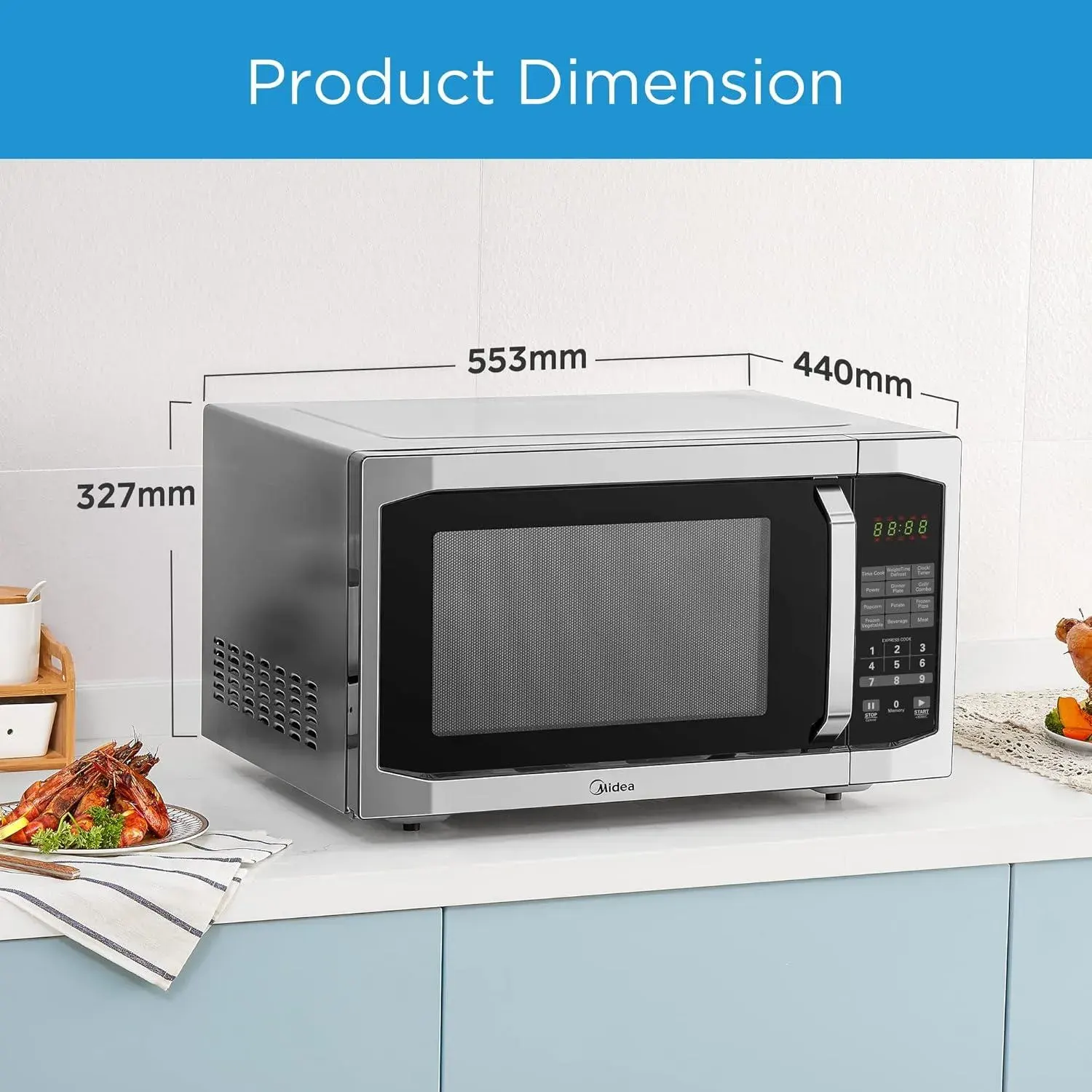 Midea Microwave 42Ltrs, Digital, With Grill, Silver