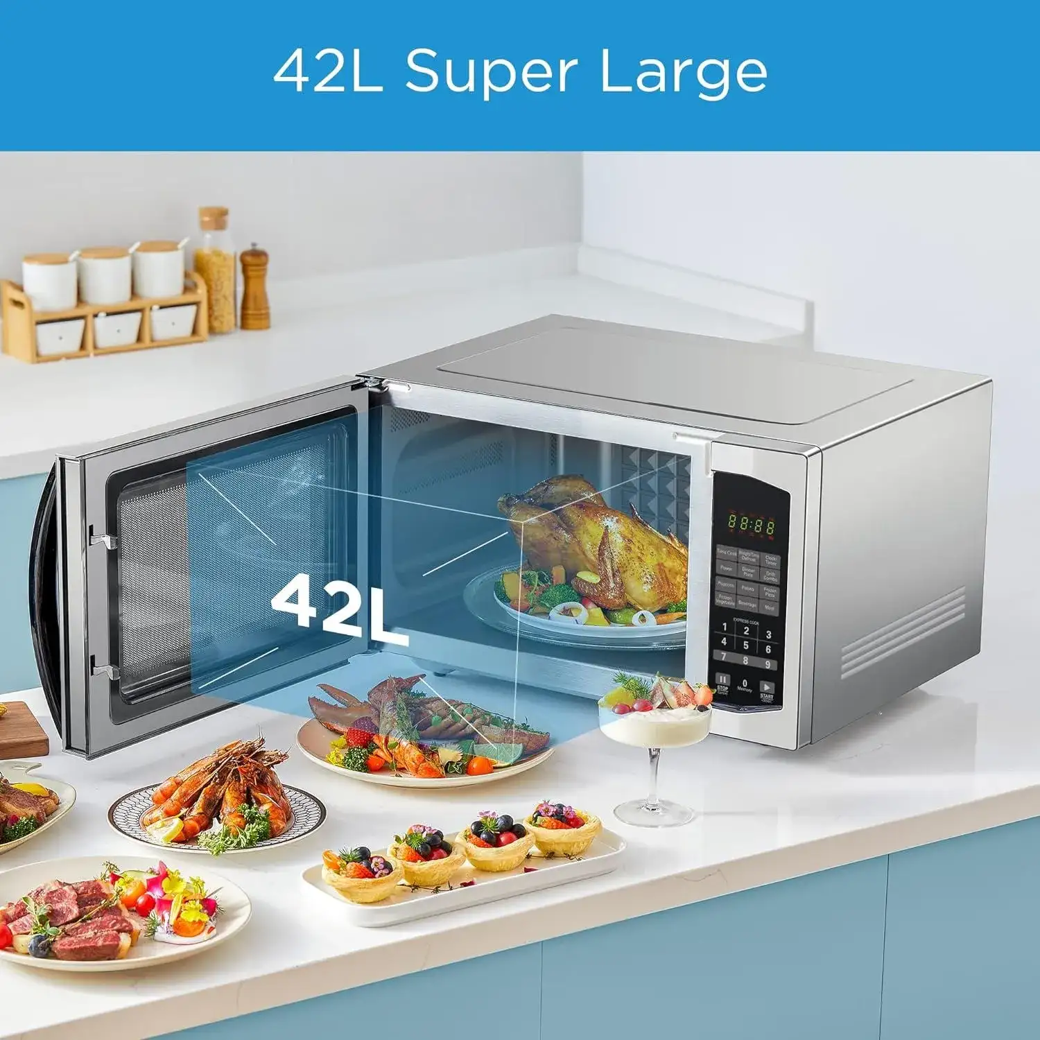 Midea Microwave 42Ltrs, Digital, With Grill, Silver