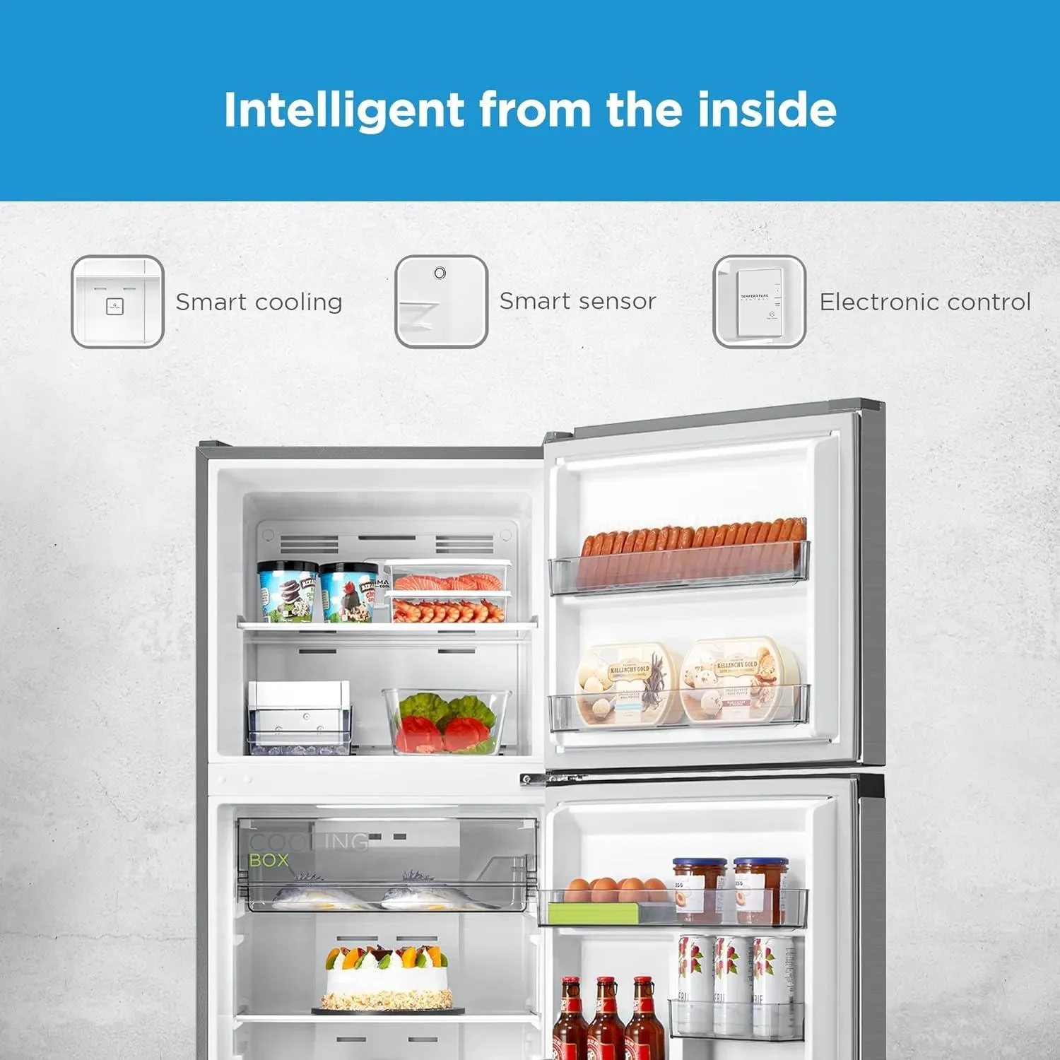 Midea Refrigerator 489Ltrs, 2 Door, Silver Colour