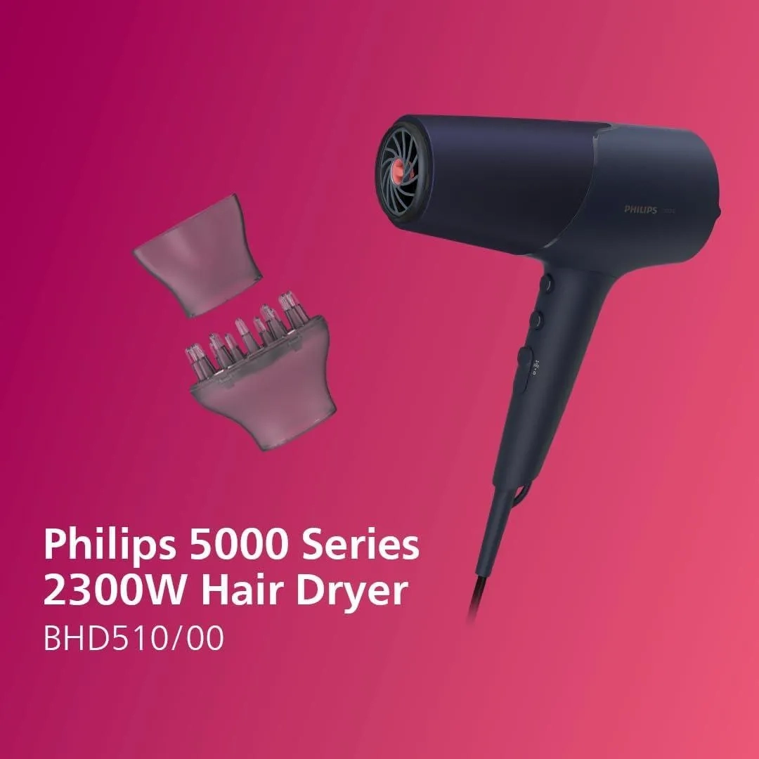 Philips 5000 Series Hair Dryer With Thermoshield Technology, 3 Heat And 2 Speed Levels, 2300 W Drying Power, Bhd510/00