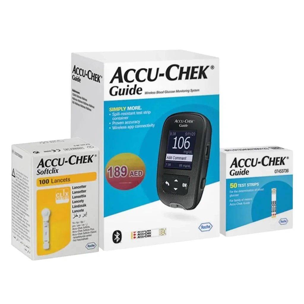 Accu-Chek Guide Wireless Blood Glucose Monitoring System + Accu-Chek Softclix Lancet, Pack Of 100's + Accu-Chek Guide Strips, Pack Of 50's Promo Pack