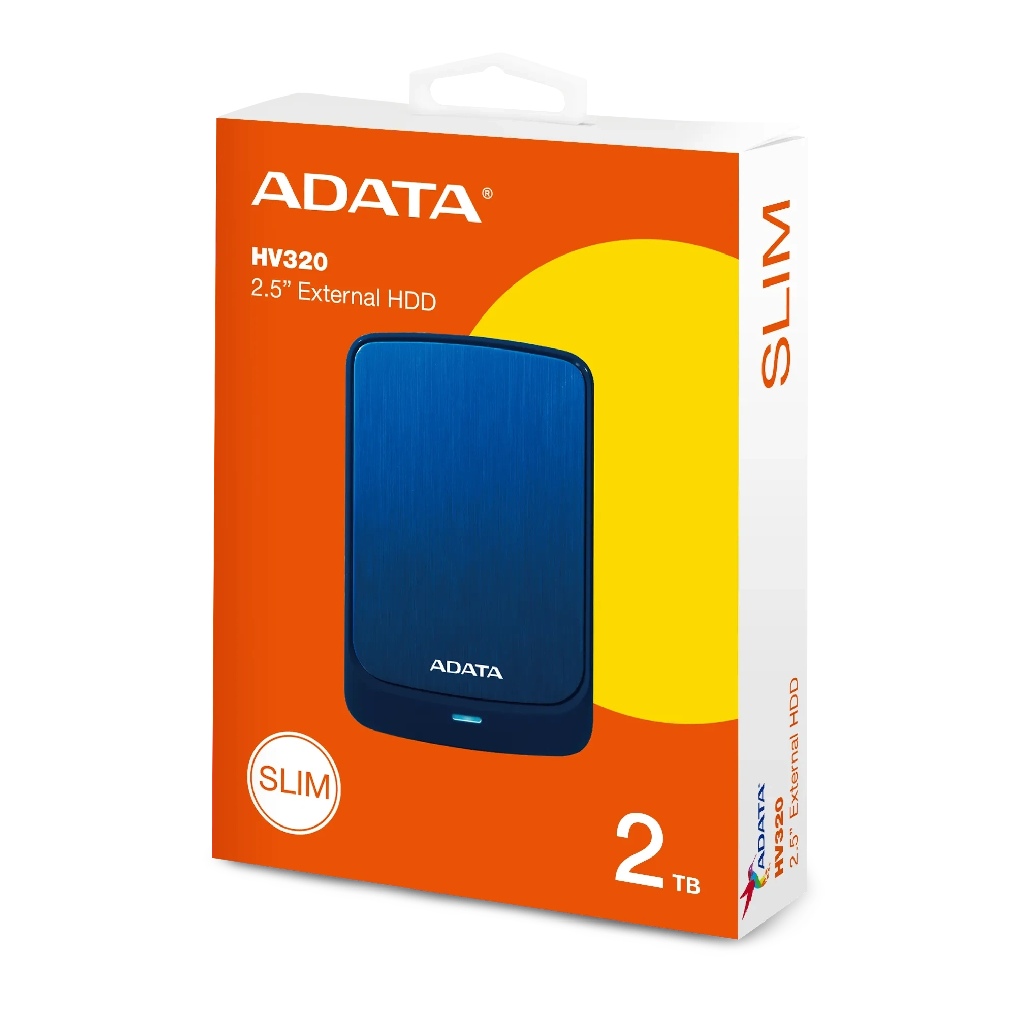 Adata Hv320 2TB External Hdd Portable Slim Hard Drive Fast Data Transfer Blue