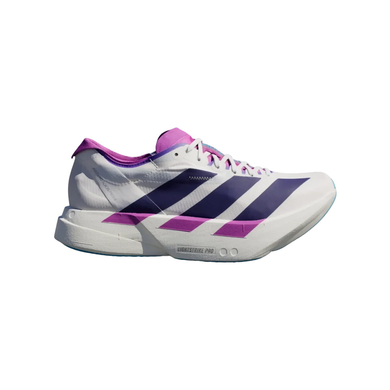 Adidas Adizero Adios Pro 4 Shoes Core White / Collegiate Purple / Semi Blue Burst Size 36