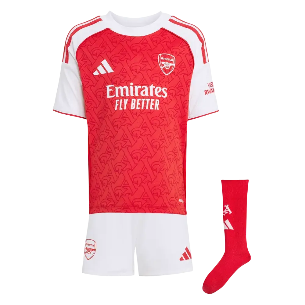 Adidas Arsenal 25/26 Home Mini Kit Kids Better Scarlet / White Size 3-4 Y